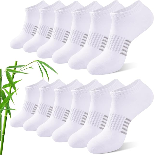 Bambus Sneaker Socken Damen 6/12 Paar, Atmungsaktive Gepolsterte Sportsocken Laufsocken, Anti Schweiß Kurze Socken Damen 39-42 35-38 Bunt, Geschenke für Frauen Sommer