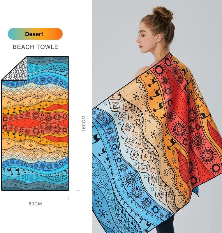 Miniatura 6 de Toalla de playa de microfibra grande sin arena, ligera y de secado rápido, toallas finas de microfibra a prueba de arena, 32 x 63 pulgadas,