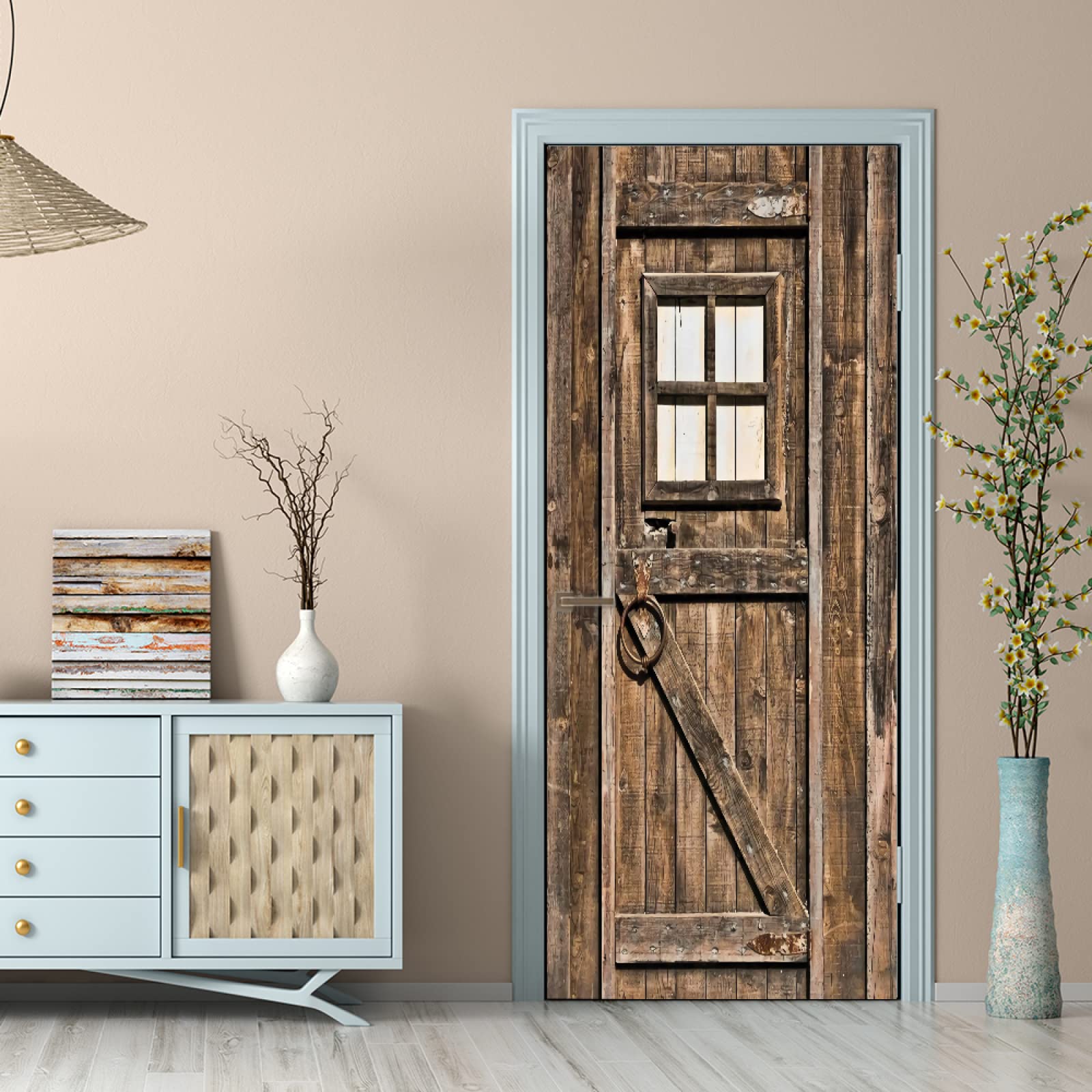 3d Stickers Porte Porte Rétro&Bois Auto-AdhéSif Murale DéCoration De La Maison Stickers Muraux Chambre Salon Affiche Amovible Art Autocollants L90 x H210cm