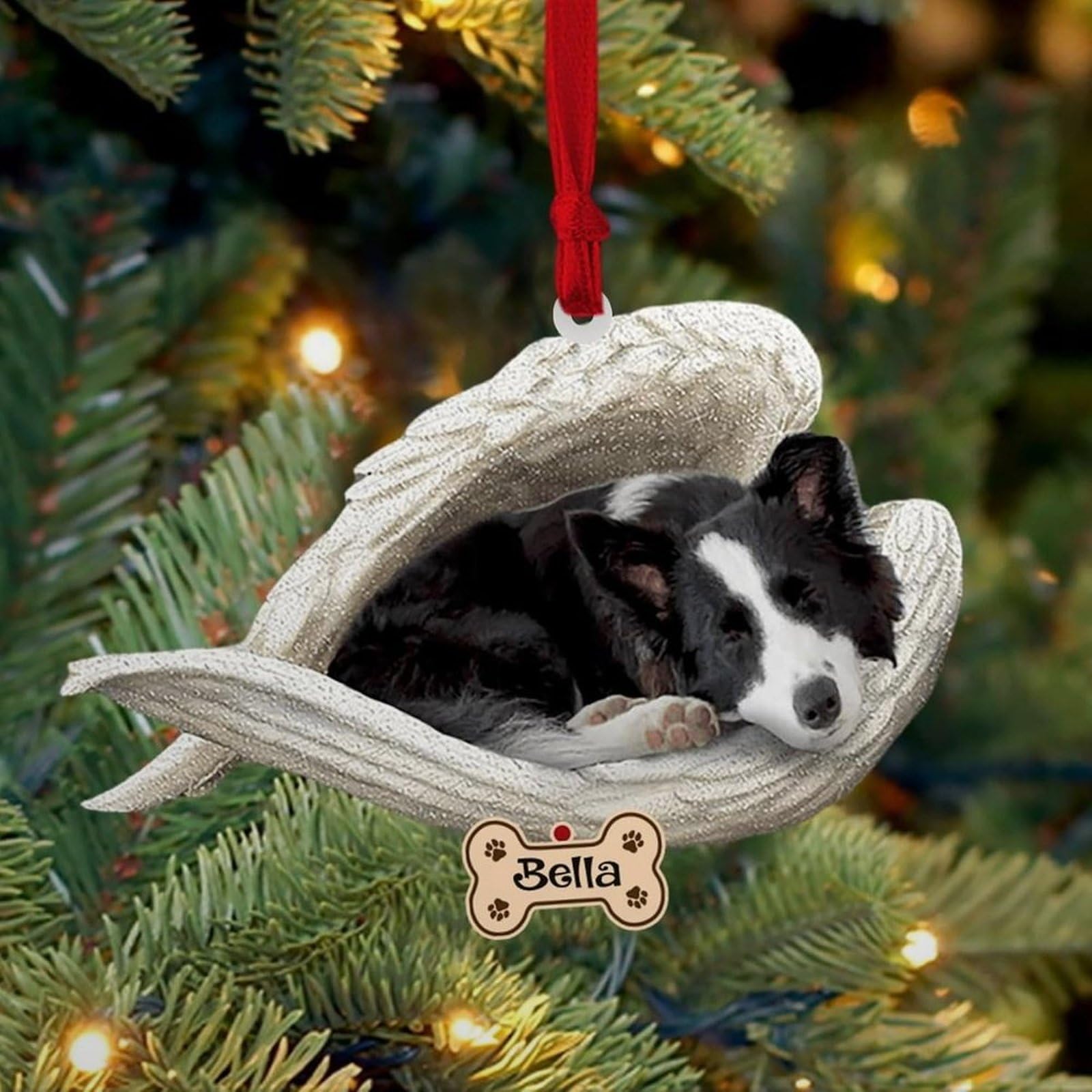 Luckluccy Border Collie Sleeping Angel Personalized Ornament,Custom Dog Angel Wing,Dog Christmas,2025
