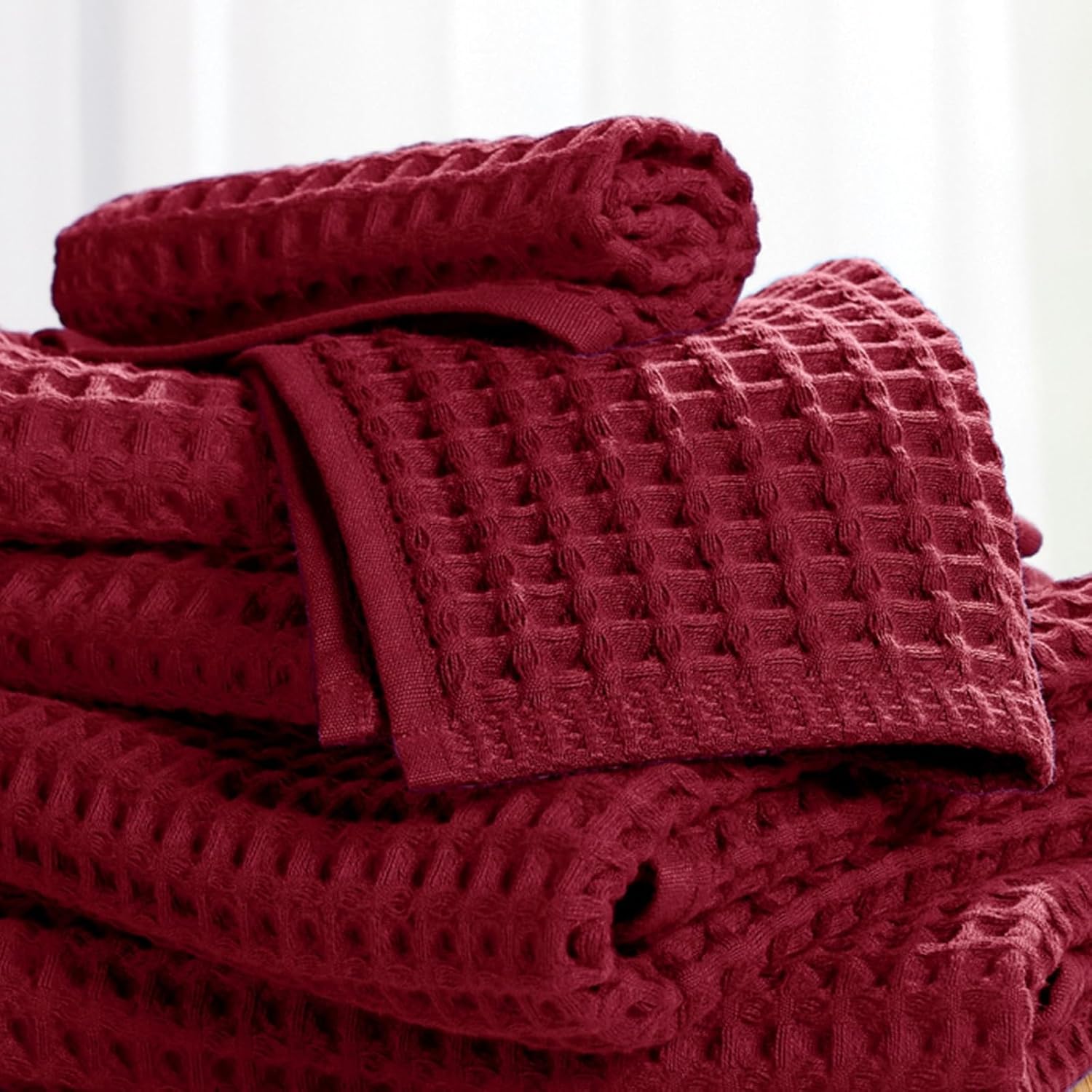 Stoneberry Home® 6-Piece Waffle Towel Set Cotton Burgundy