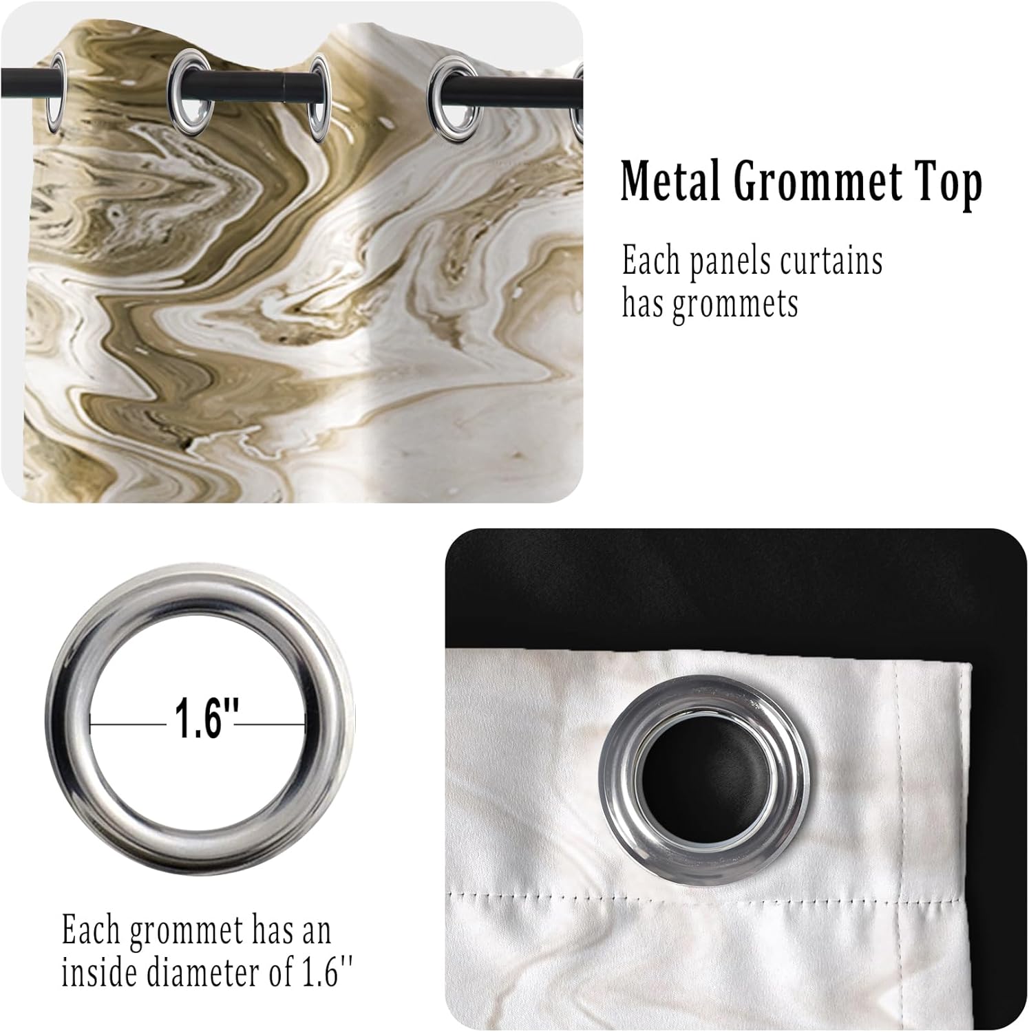 Renaiss Brown Marble Blackout Curtains for Bedroom Abstract Fluid Texture Printed Window Curtain Modern Luxury Crack Art Thermal Insulated Drapes for Living Room Decor 2 Panels Set, 26x63 Inch