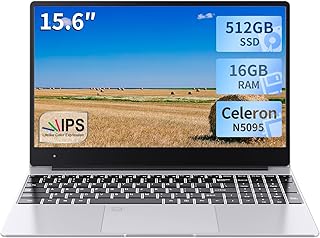 Laptop Computer,15.6 Inch Laptops,16GB DDR4,512GB SSD,Fingerprint Unlocking, Celeron N5095 Processor with Windows 11 Laptop Computers,for Running Office Type Applications and Everyday Work
