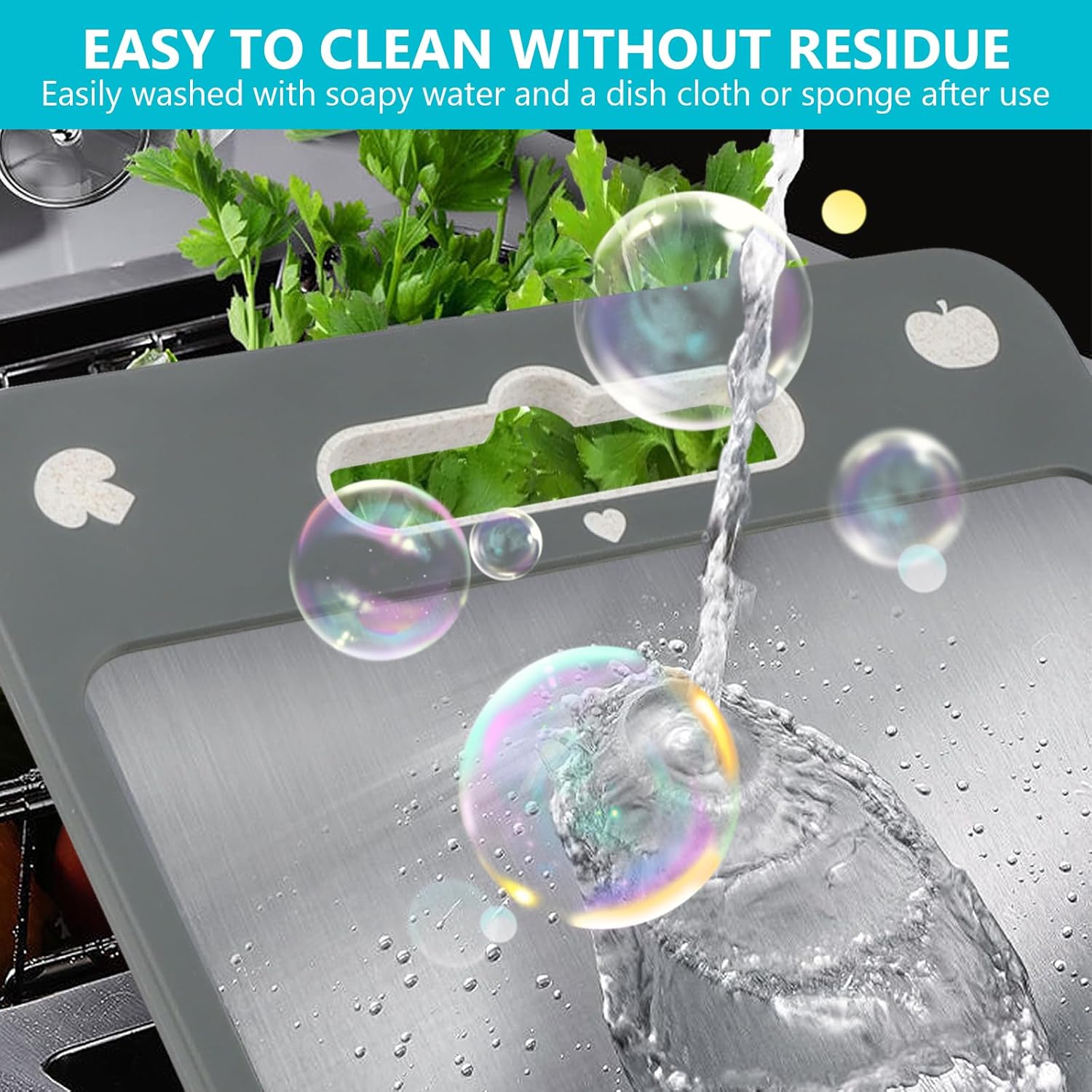 KAYCROWN Cutting Board Double Sided, Cutting Board for Kitchen, 16"x11", 304 Stainless Steel and Wheat Straw PP, Chopping Board with Non-Slip Edges, Butcher Block for Kitchen, Large Size