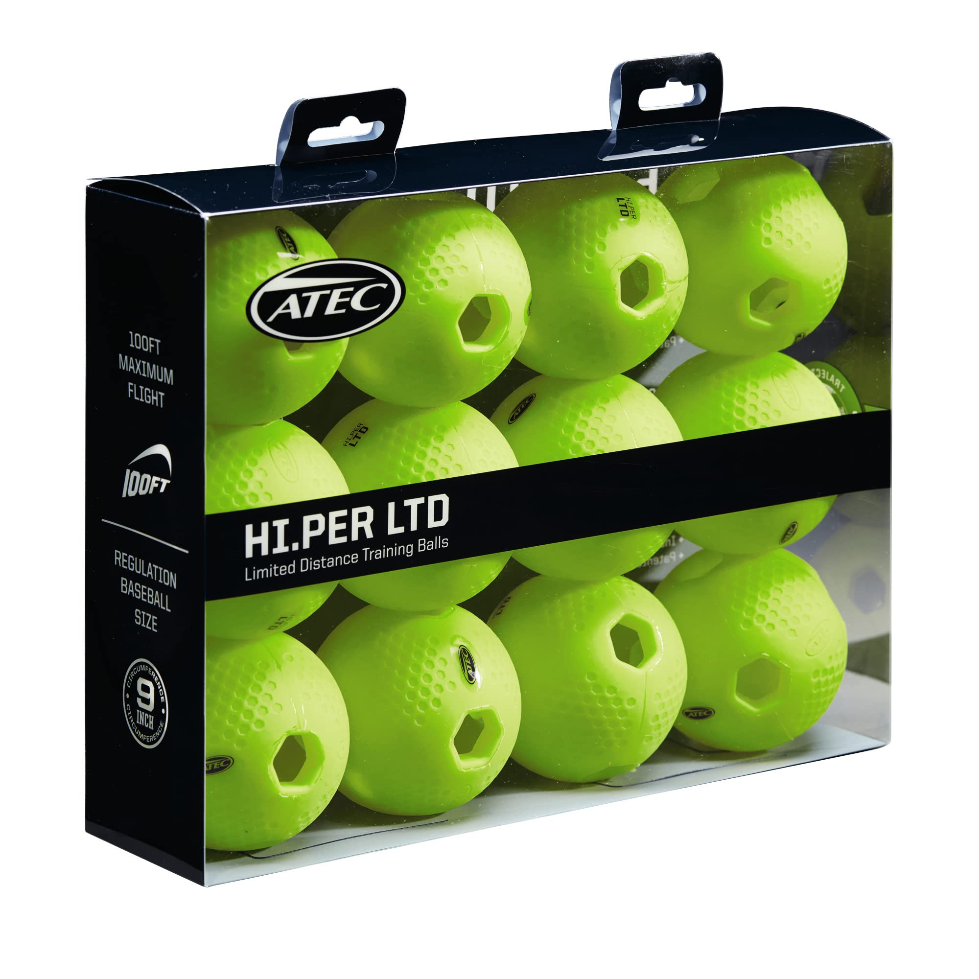 Atec Hi por Ltd béisbol (Pack de 12), Fibra, Color Amarillo