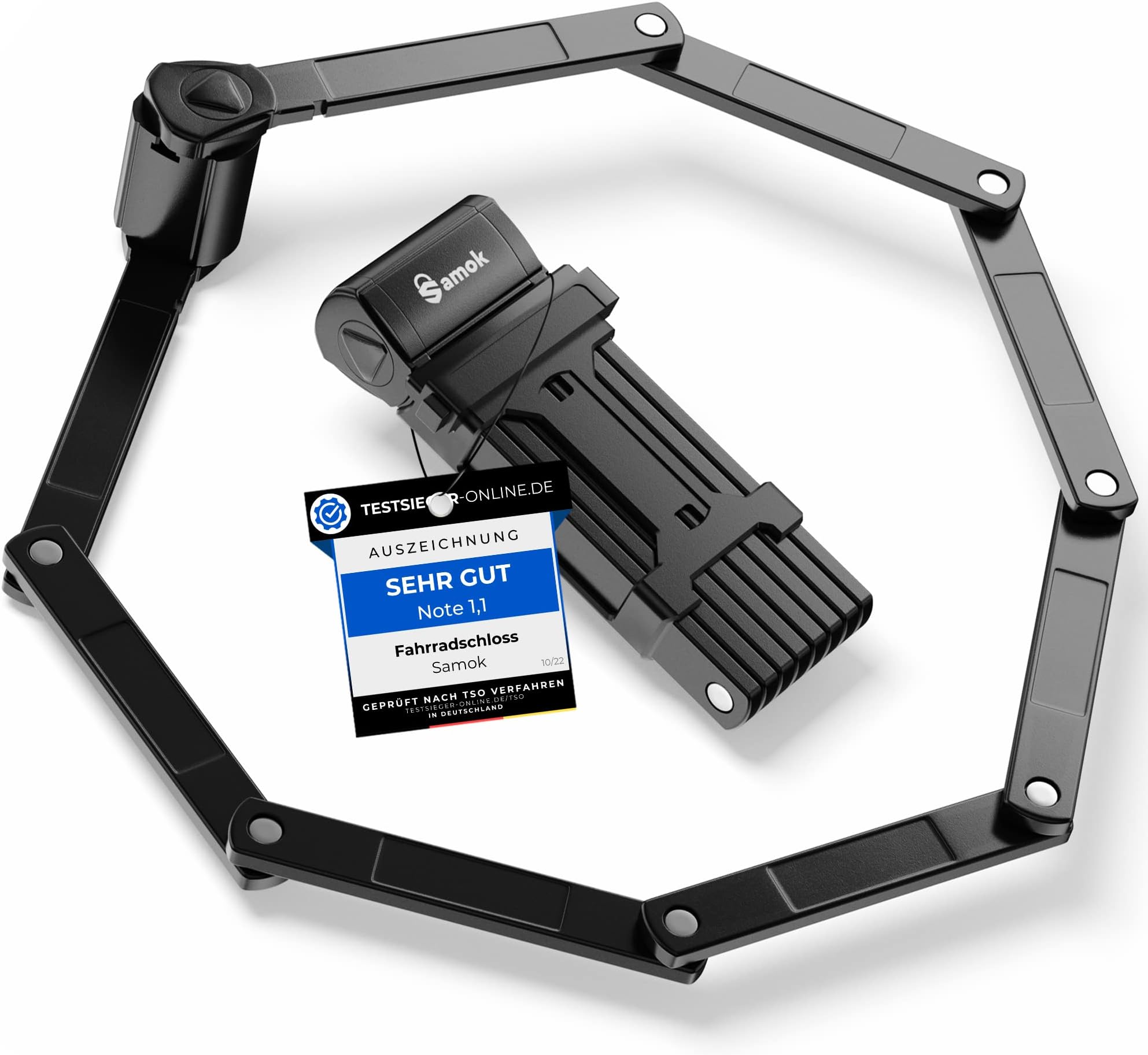 Fahrrad Faltschloss 85cm - Zahlenschloss Mit Halterung Für E-Bike & Mountainbike (8 Gelenke)