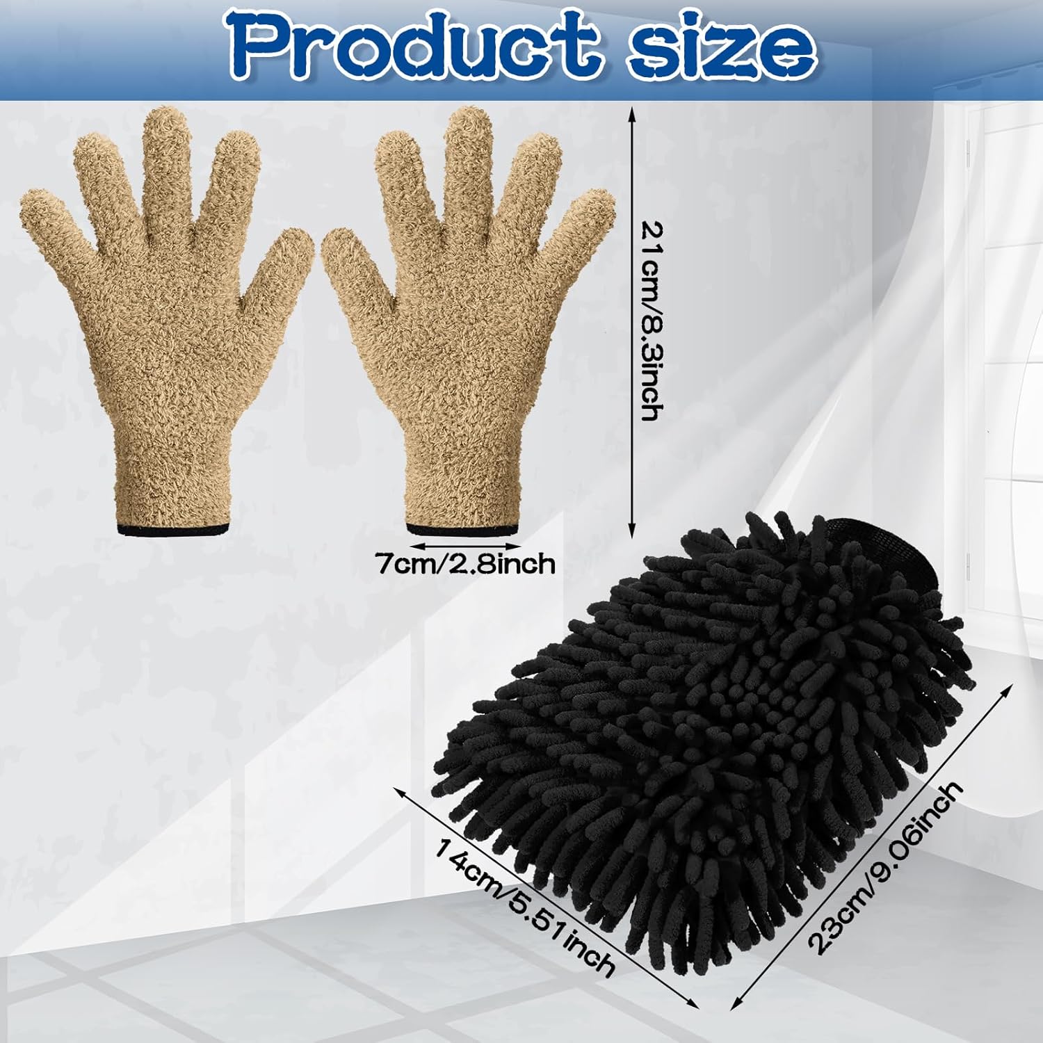 Potchen 6 Pcs Microfiber Dusting Mitt Gloves for Plants Washable Dusting Gloves for House Cleaning Furniture Car Washing