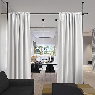 Raumteiler Gardinenstange, Paraventgestell Trennwand Keine Bohrung, Verstellbar Flexibel von Boden bis Decke 178 x 317 cm, freistehende Stange Meall für Wohnzimmer, Schlafzimmer, Büro, Schwarz