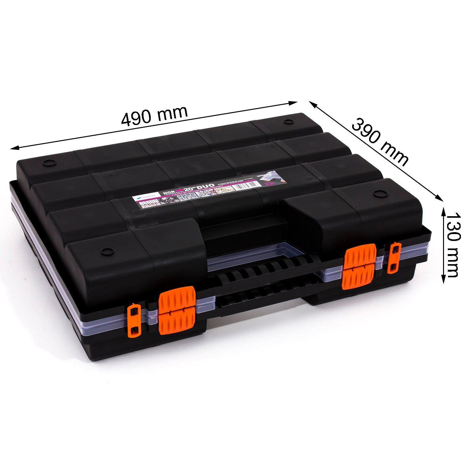 Scatola organizer doppia NOR 20" DUO con pareti rimovibili e 36 scomparti, 8 misure