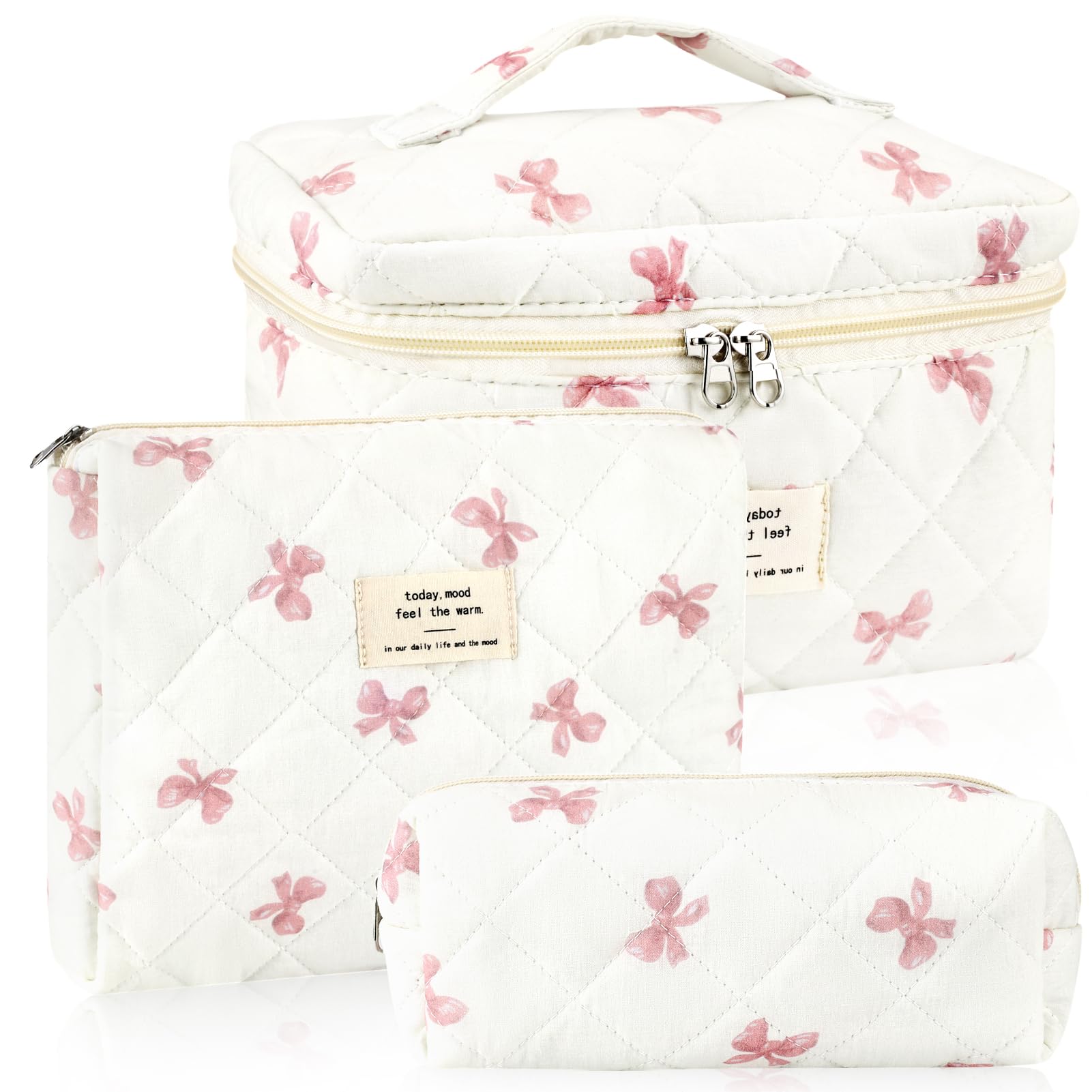 URSKYTOUS Cotton Quilted Makeup Bag Set