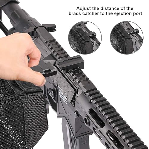 Vista 18 de Feyachi Heat Resistant Brass Catcher for AR Thickened Nylon Cartridge Casing Shell Catcher Net with Quick Release Zipper, 2 Picatinny Rail Mounts