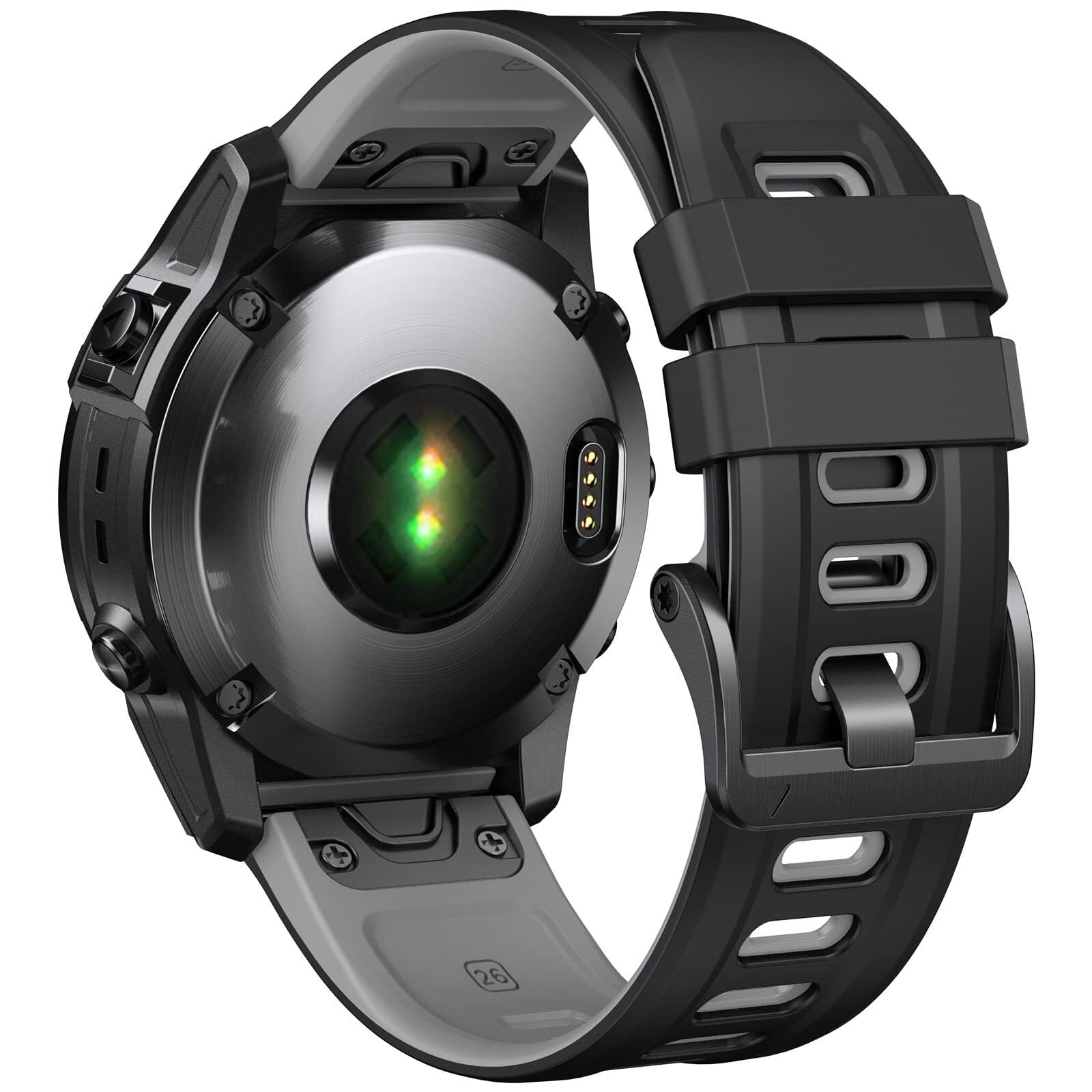 Kompatybilny z paskiem Garmin Fenix 7X, 26 mm miękki silikonowy pasek do zegarka zamiennik do zegarka Fenix 5X / Fenix 6X / Fenix 5X Plus / Fenix 6X Pro / Fenix 3 / Fenix 3HR Smartwatch
