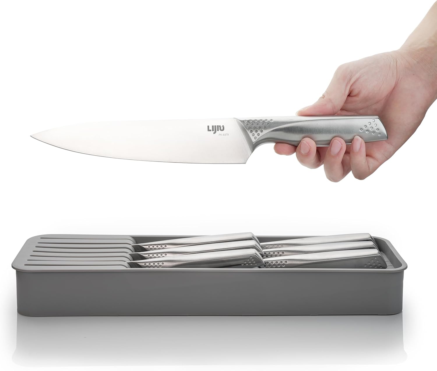 Kitchen Knife Set 7 Pcs & Horizontally Knives Case, Crafted from High Carbon 5Cr15Mov Stainless Steel and Food-Grade Polypropylene. (7)