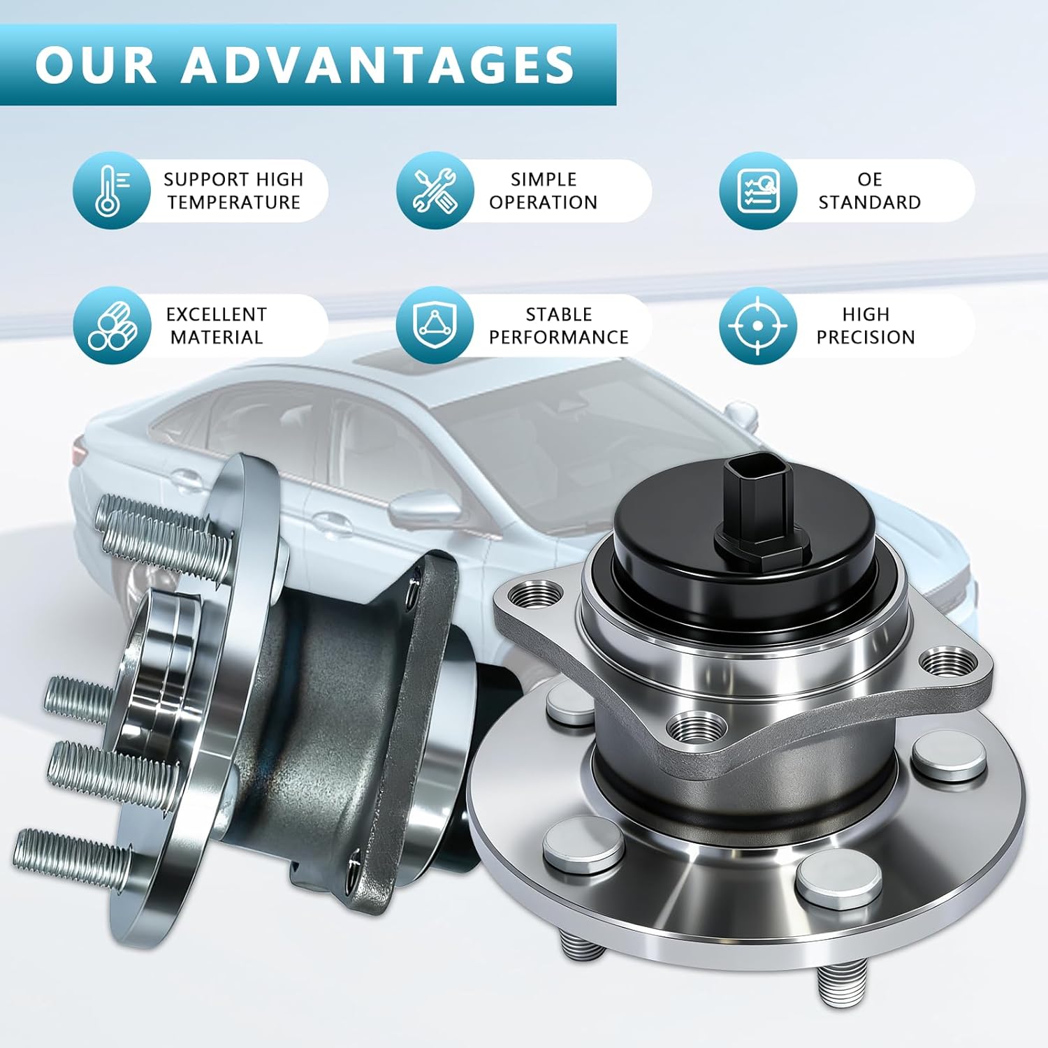 512403 Rear Wheel Hub & Bearing Assembly fit for Toyota Corolla 2009-2019/Matrix 09-14, Pontiac Vibe 2009-10 w ABS 5 Lugs 2Pack