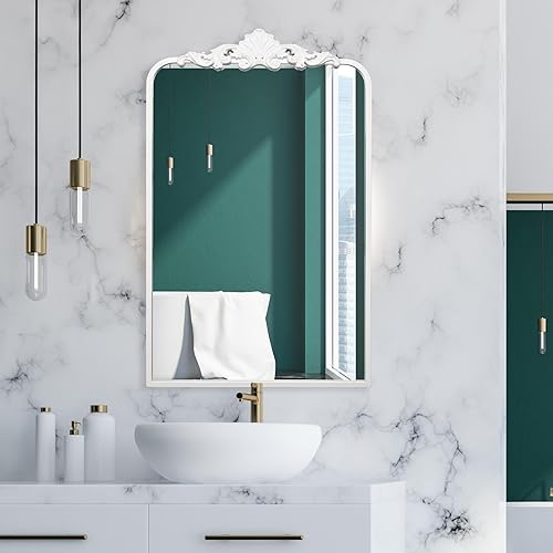 Miniatura 9 de Espejo de pared tradicional, espejo de baño negro inspirado en barroco, espejo de acento para tocador, entrada y sala de estar, 19 x 30.5 pulgadas