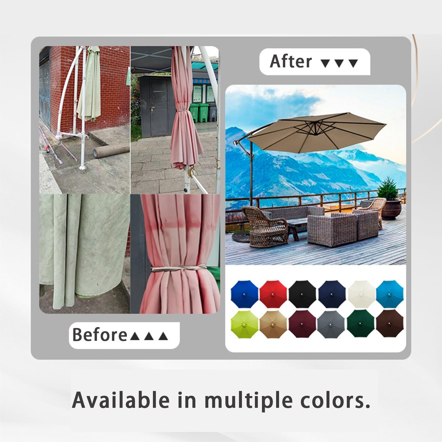 Auvent De Remplacement pour Parasol 3.5m/3.0m/2.8m/2.7m/2.5m/2.3m/2m 6/8 Baleines, Toile De Parasol Déporté Remplacement Toile De Parasols Déporté Housse de Rechange