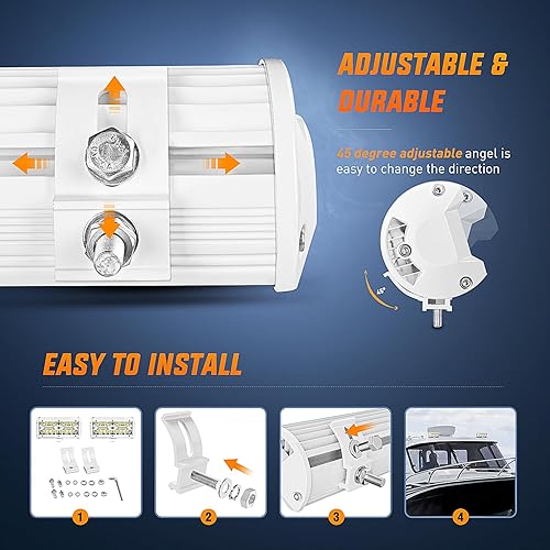 Miniatura 6 de Nilight Luces de navegación LED marinas, 2 unidades, 6.5 pulgadas, combo de inundación de puntos blancos, ponton, barco, cubierta, muelle, para