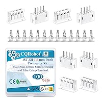 Vista 23 de CQRobot JST EL 4.5 mm de paso 2 pines conector electrónico IC macho, enchufes hembra carcasa y kit de terminales de crimpado en T macho/hembra. 50
