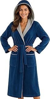 Bademantel Damen mit Kapuze 100% Baumwolle Frottee OEKO-TEX® Morgenmantel Leonie