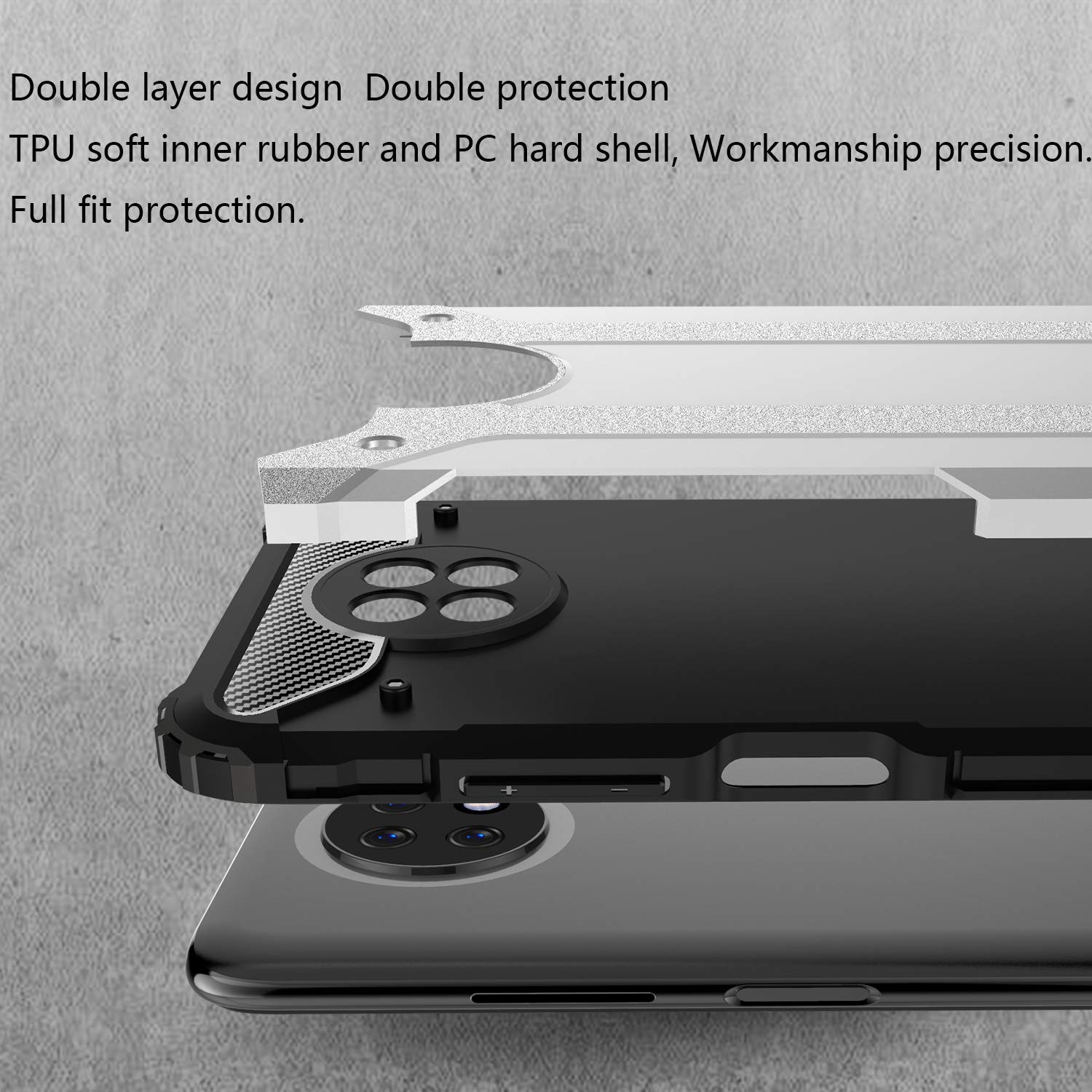 WANGZHEXIA Custodia Protettiva Per Xiaomi Redmi 9 Armatura Serie PC + TPU Custodia Protettiva con Anello Titolare