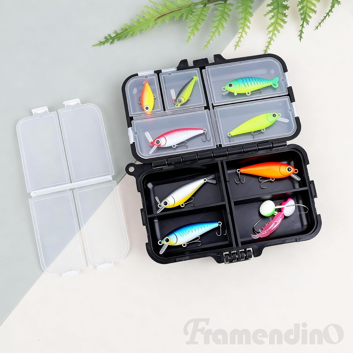Framendino, 12 Pack Black Plastic Storage Containers Small Bobby Pin Case Jewelry Trays Cheer Bow Boxes Bait Box Fishing Organizer