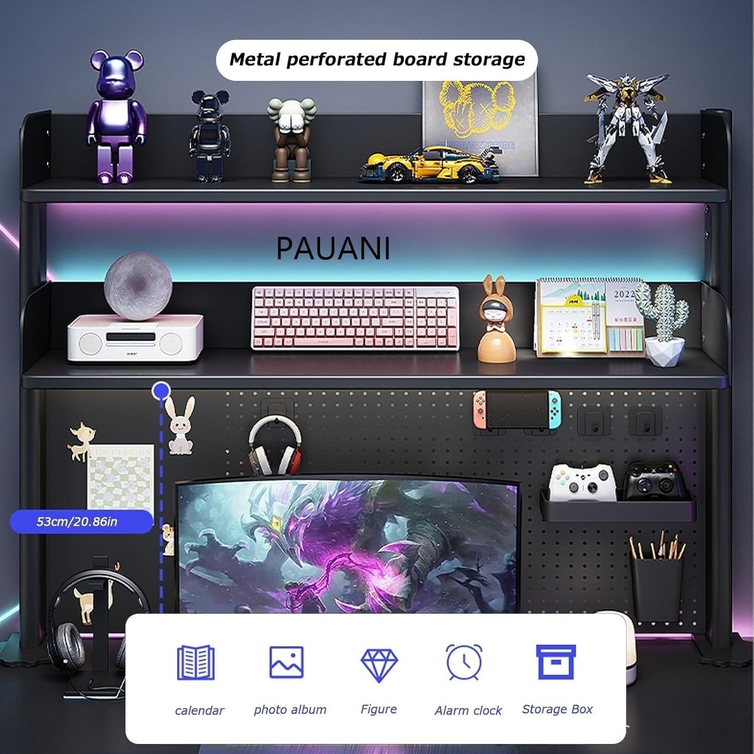 Estensore da scrivania con morsetto per postazione di lavoro per scrivania per ufficio e gaming, accessori da scrivania per computer, con pannello per la privacy, lunghezza 60 cm