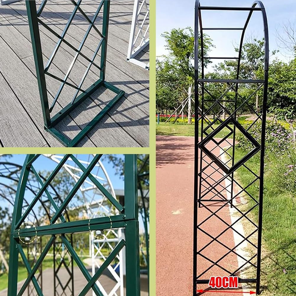 Metalowy łuk ogrodowy, kratka do roślin pnących, łukowa rama, ceremonia ślubna i dekoracja imprezowa, altana na zewnątrz, do róż i winorośli, zielona, 140 x 230 cm