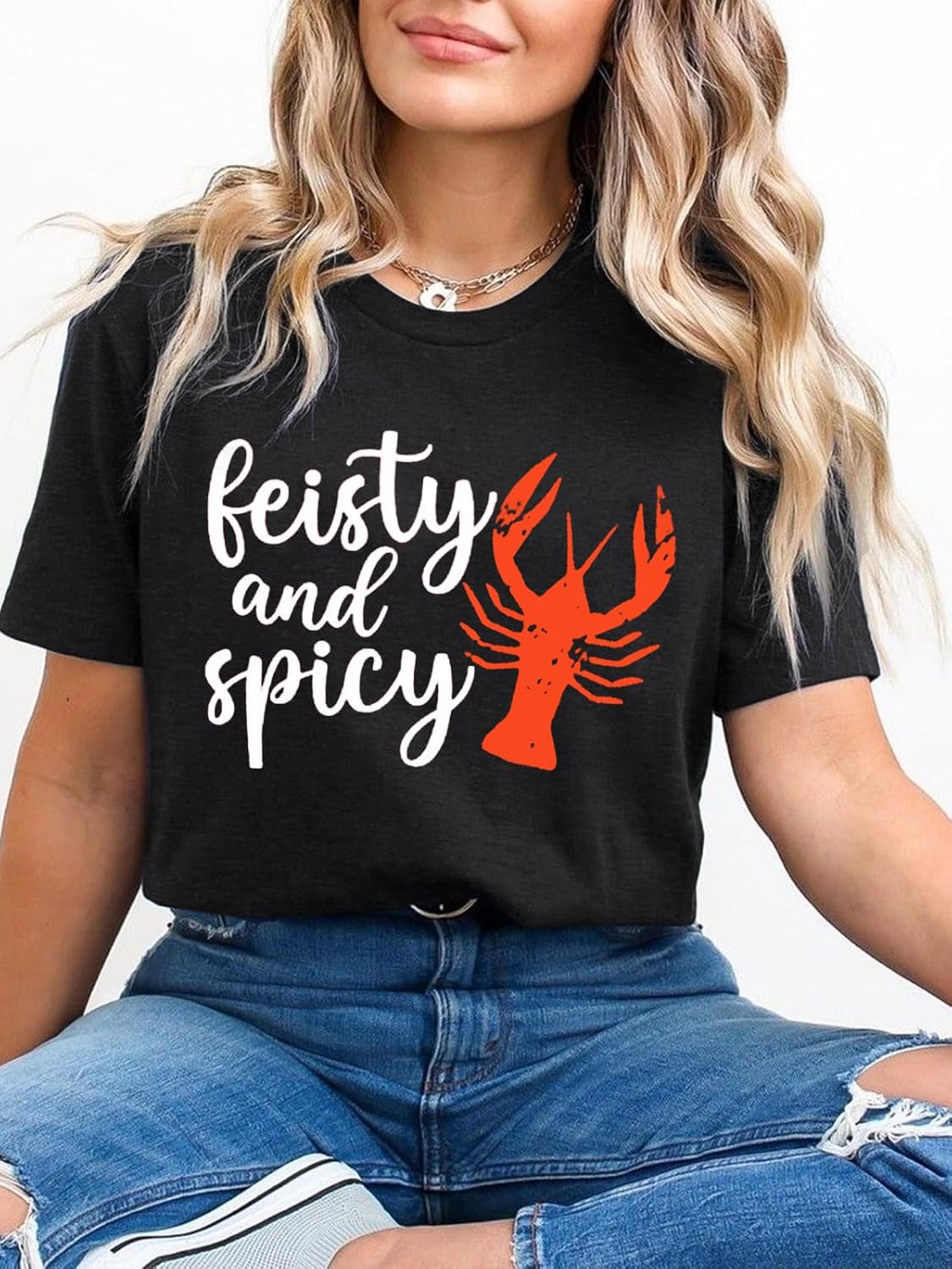 Womens Crawfish Shirt Funny Spicy Crawfish Tshirt Short Sleeve Louisiana Boil Festival Tee - Image 2