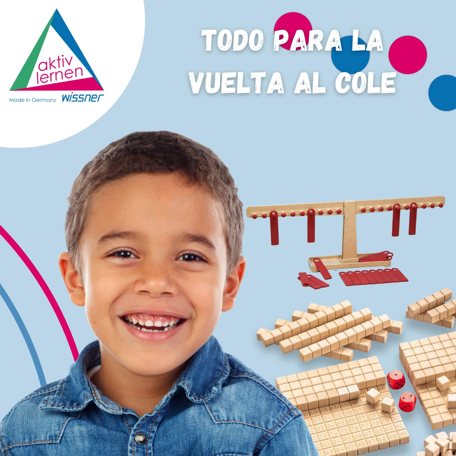 WISSNER® Aktiv lernen - 14 Figuras geométricas/Conjunto de cuerpos geométricos - de Primera a cuarta CLAS - RE-Wood®