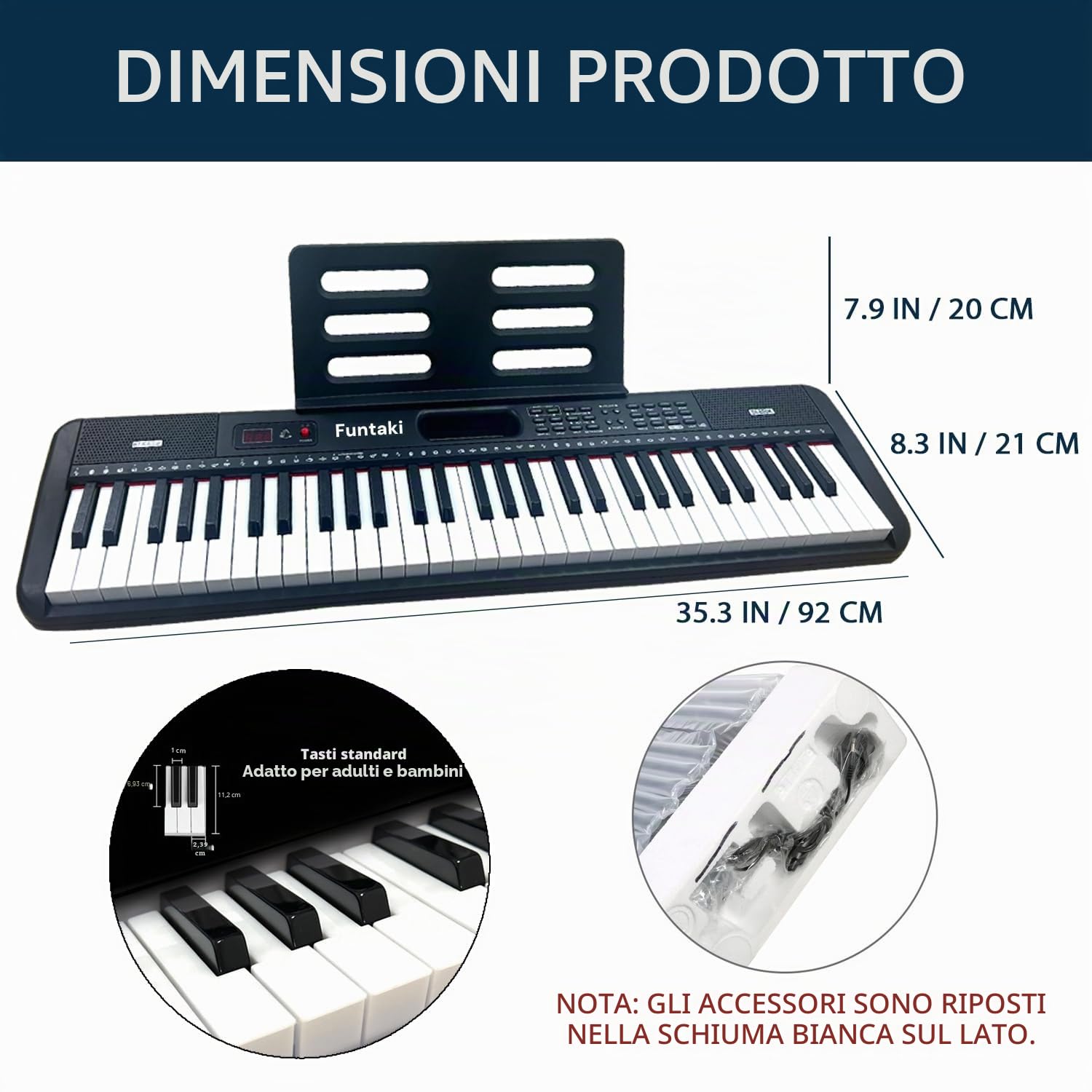 Tastiera pianoforte elettronica a 61 tasti per adulti e bambini, con tasti luminosi, modalità di apprendimento, digitale pianoforte