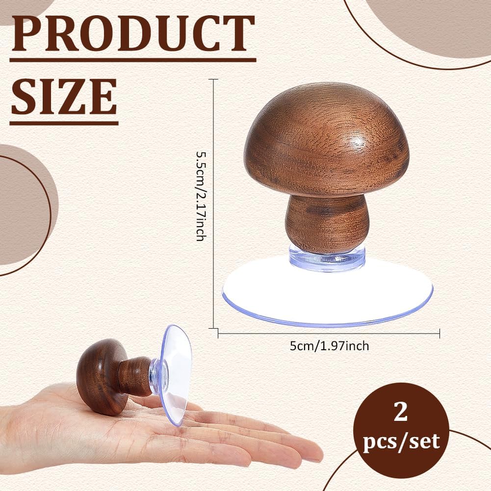 BENECREAT 2Pack Wooden Suction Cup Ruler Handle for Quilting and Sewing, Strong Grip Suction Ruler Knob with 2.17inch Wooden Handle for Fabric Cutting and Crafting Projects, Coffee