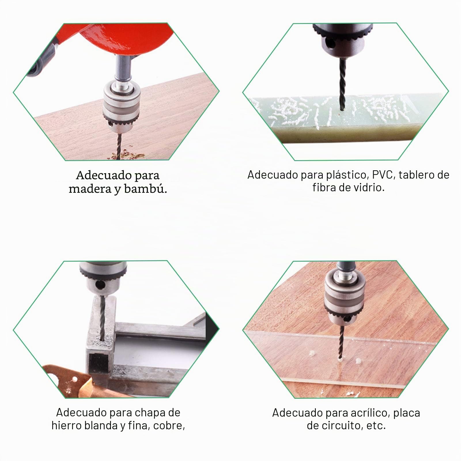 HSEAMALL Taladro manual - manivela manual, capacidad de 1,5 a 10 mm, portabrocas de piñón doble, para madera, plástico, acrílico, perforación de placa de circuito