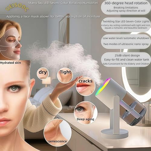Miniatura 2 de UEISODC Humidificador - Difusor ultrasónico de aromaterapia con boquilla de niebla, apagado automático, luz nocturna LED suave, portátil USB, fácil