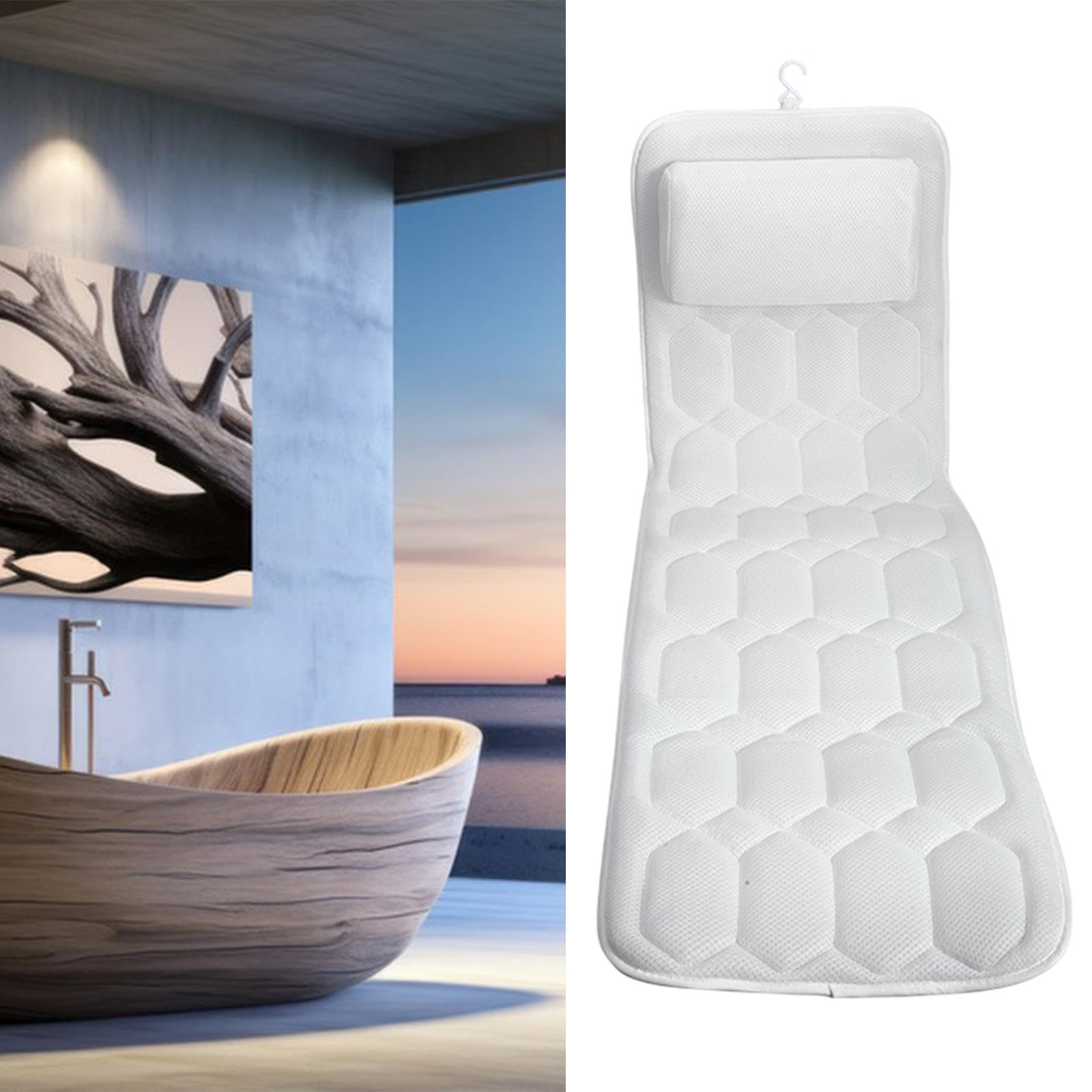 Almohada de Bañera con Soporte para La Espalda, Accesorio Portátil para SPA con Ventosas, Almohadilla de Baño, Reposacabezas, Almohada para Remojar La
