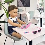 ZITA ELEMENT 23 PCS 18 Inch Girl Doll Accessories Suitcase Luggage Travel Set NO Doll Included Including Rainbow Suitcase Rainbow Bag Camera Computer Cell Phone Neck Pillow Eye Mask Glasses