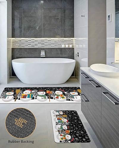 Miniatura 5 de Tapete de baño de muñeco de nieve negro para bañera, antideslizante, secado rápido y absorbente, tierra de diatomeas, fregadero, dormitorio, cocina,