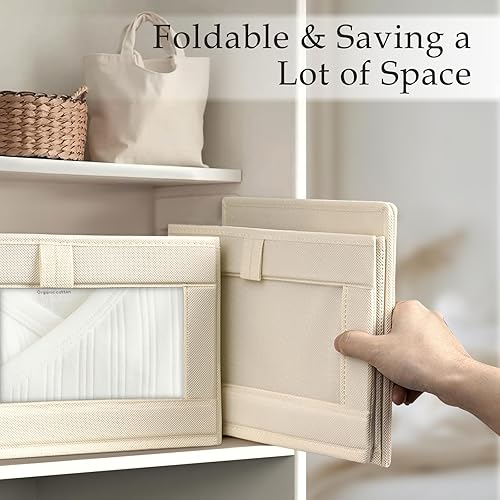 Miniatura 5 de Criusia Paquete de 6 organizadores y almacenamiento de lino para armario, canastas grandes de lino para organización, contenedores de almacenamiento