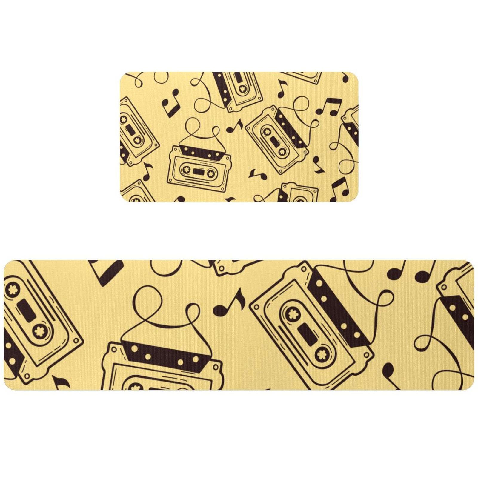 Alfombrillas de cocina con casetes de audio juego de 2 piezas antideslizantes y lavables