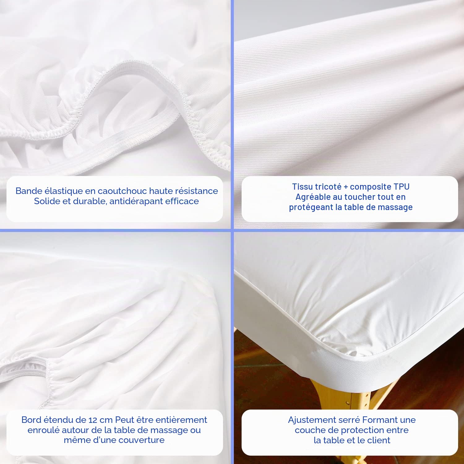 Lot de 2 Drap Housse Table de Massage 80 x 190cm Imperméables Housses de Protection pour Lit de Massage Résistantes à l'huile Lavables