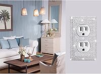Vista 4 de 4 Piezas Cubiertas de Tomacorriente con Diamantes de Imitación Plateados Brillantes Placa de Pared 1 Gang Toggle Cubierta de Interruptor de Luz
