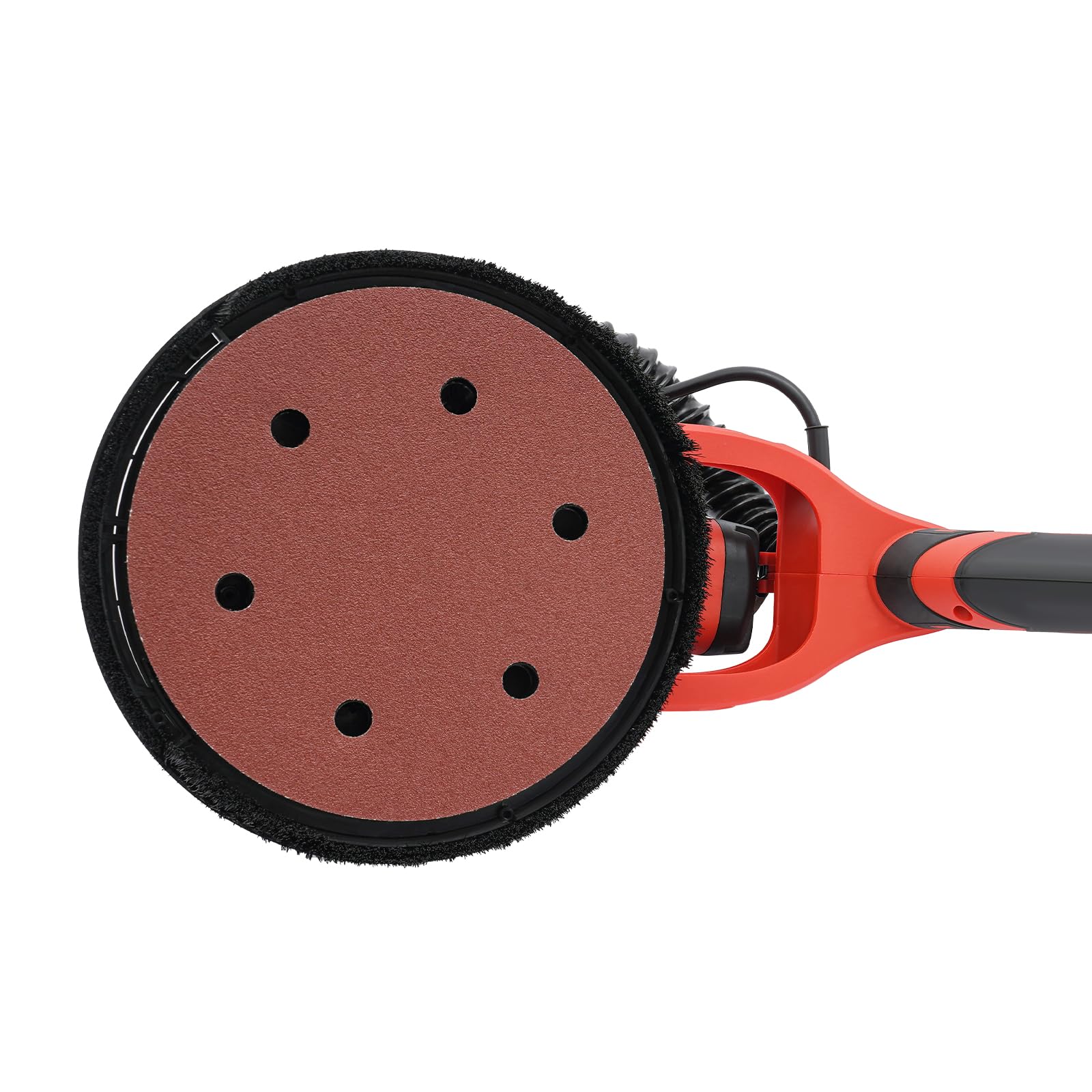 Lijadora para paneles de yeso, 800-1800 rpm, 6 velocidades, lijadora de pared ajustable, 1,2 – 2,2 m con disco de 255 mm, lazo LED, longitud, lijadora con aspiración, rojo