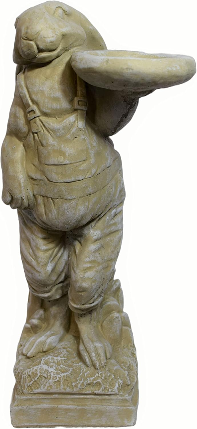 Rabbit Birdfeeder Stone Garden Decoration 21in Tall Desert Sand Color