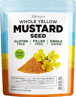Gya Tea Co Whole Yellow Mustard Seed, 5.29 oz - Mild & Raw Mustard Seeds for Pickling, Seasoning, Brining & Making Ground Mustard - No Fillers or Additives, Comes in Resealable Bag, Non-GMO