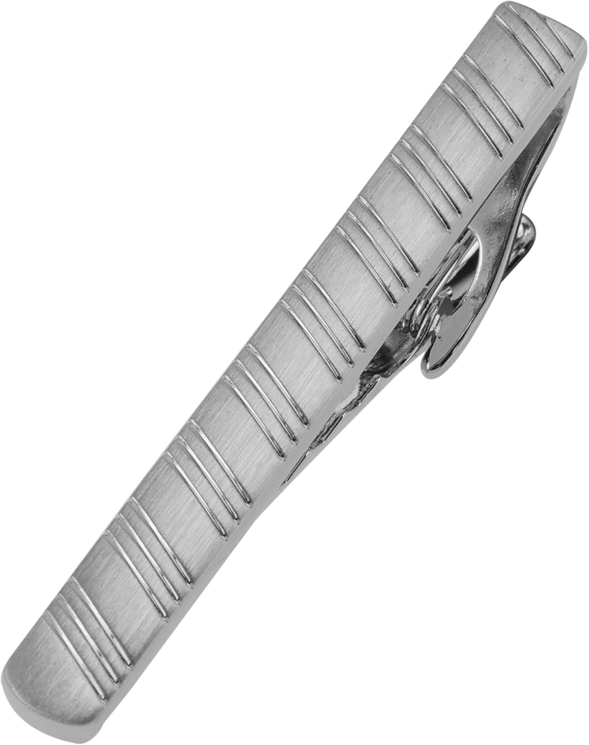 CUFF IT Men ’s Tie Clip 5 cm Brushed Tie Clips with Engraved Lines for