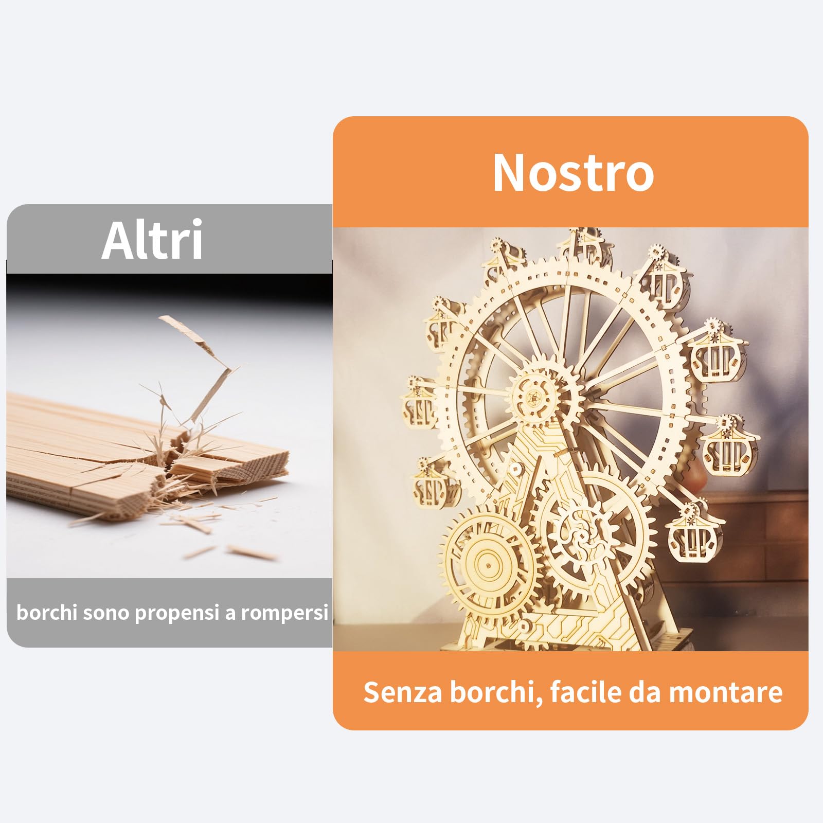 Modellini Da Costruire Puzzle 3D Legno - Kit Ruota Panoramica Steampunk Con Carillon, Kit Modellismo, Puzzle in Legno Per Adulti, Regalo Speciale