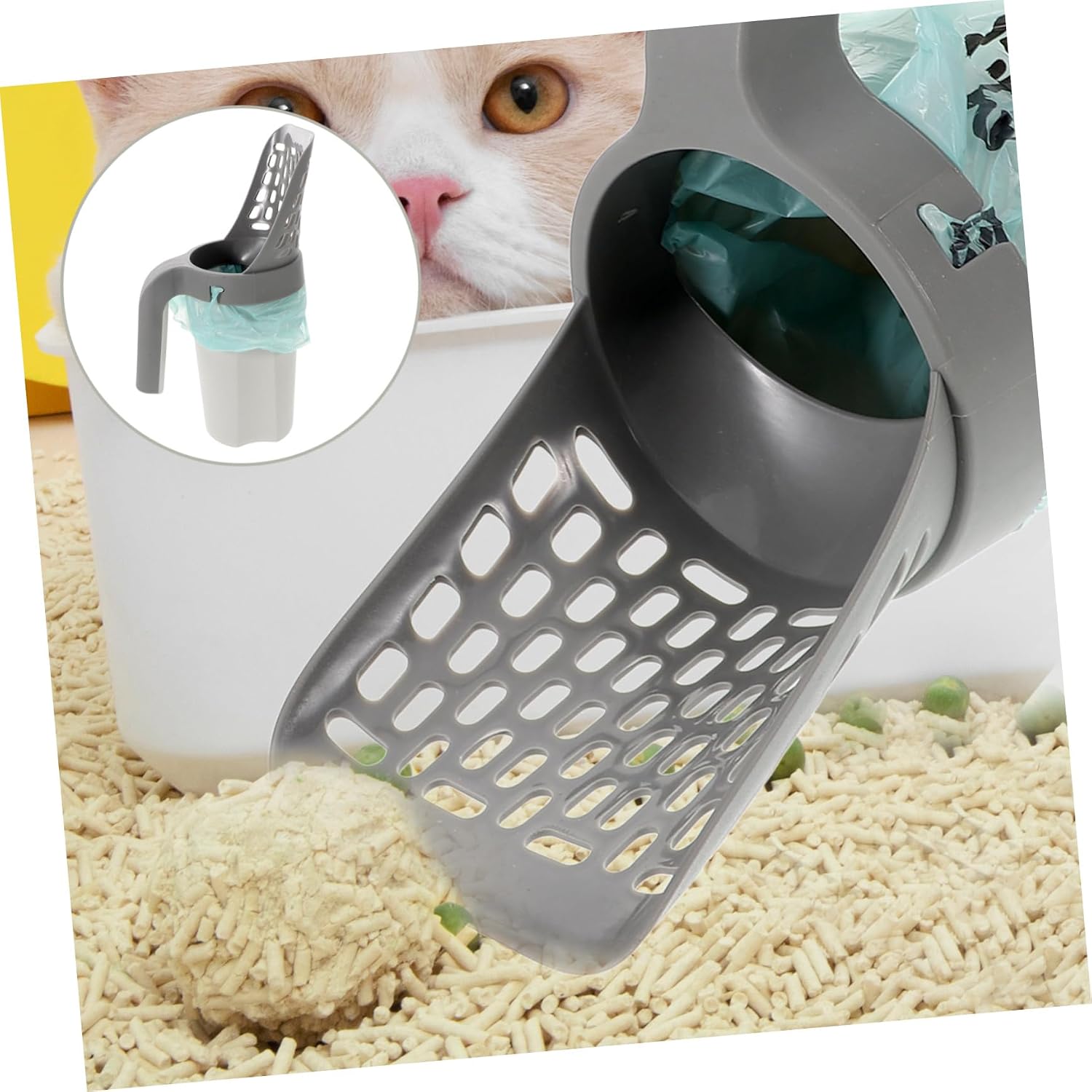 YARNOW Cat Litter Shovel Litter Scoop with Bag Integrated Cat Litter Scoop Poop Scooper Cat Litter Cat Poop Shoveling Cat Scoop Cat Litter Container Cat Pp