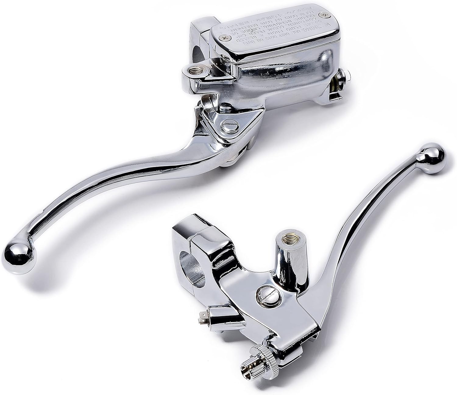 Chrome Universal 1" 25mm Motorcycle Master Cylinder Front Brake & Clutch Levers Set for Harley