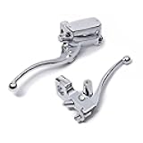 Astra Depot 1X 1 inch Left Clutch Lever + 1X 1 inch Chrome Right Hydraulic Brake Master Cylinder Universal Motorcycle w/ 1