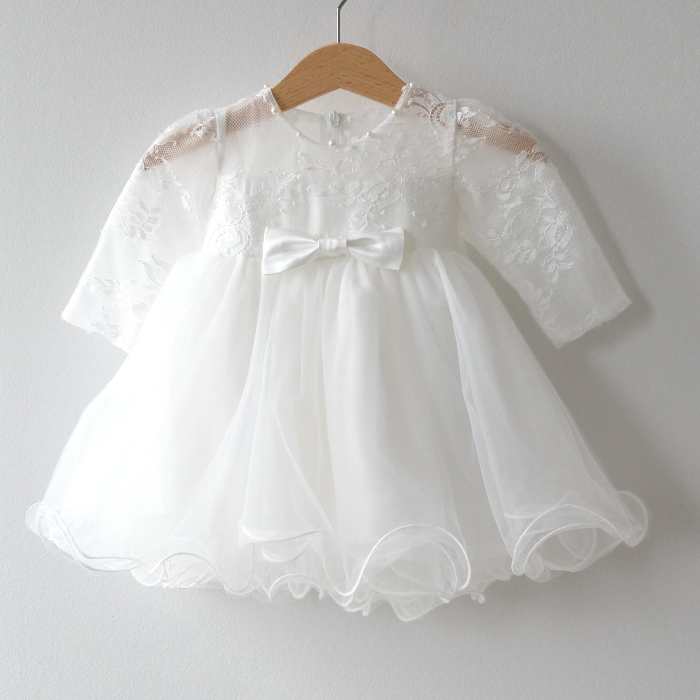 Abito da Battesimo per Bambina in Tulle a Maniche Lunghe M28