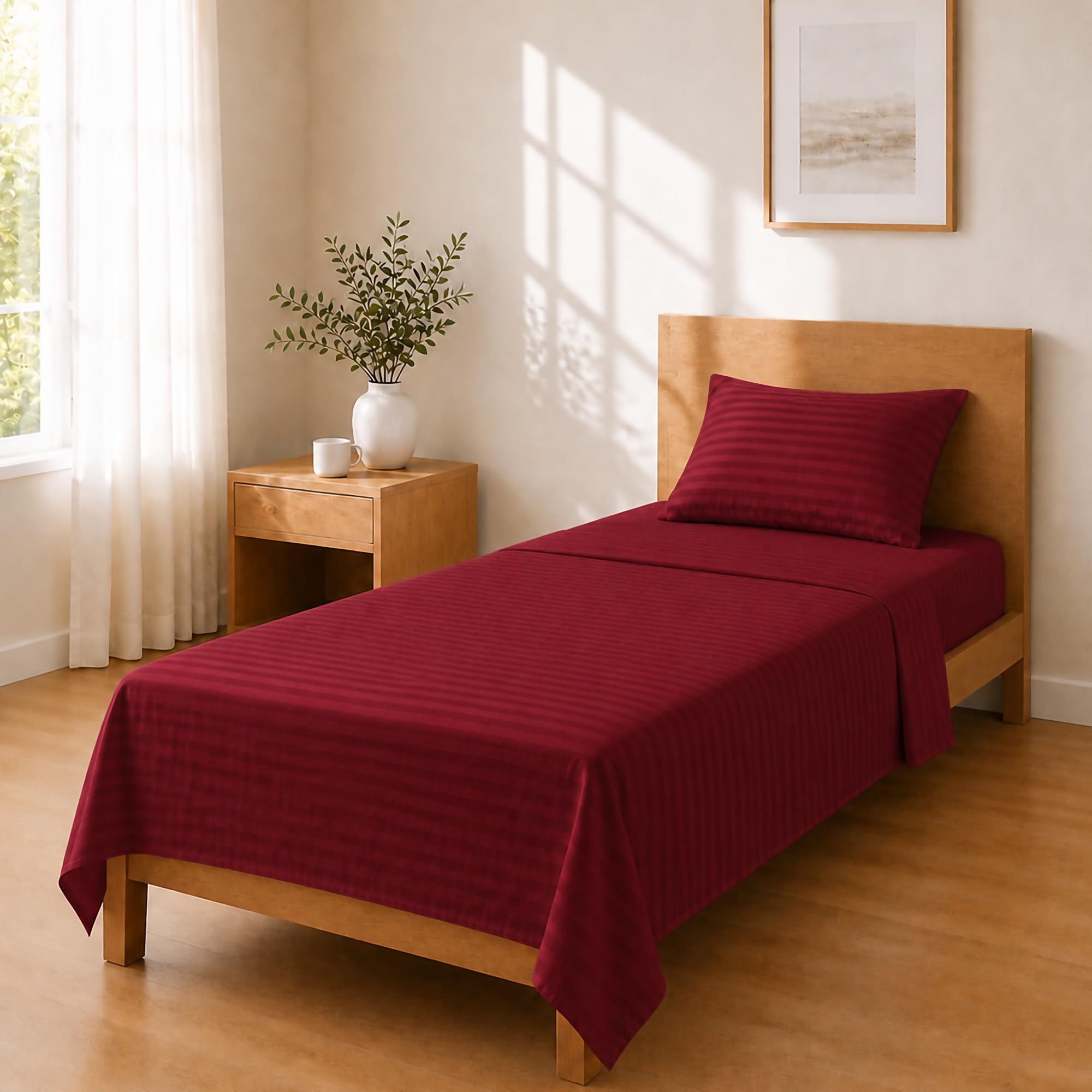 Homebliss Microfibre Bed Sheet Set 150 x 240 / 90 x 200 + 25 / 50 x 80 cm, Bordeaux